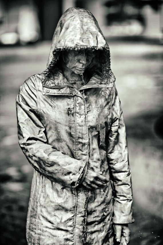 photo of statue in rain